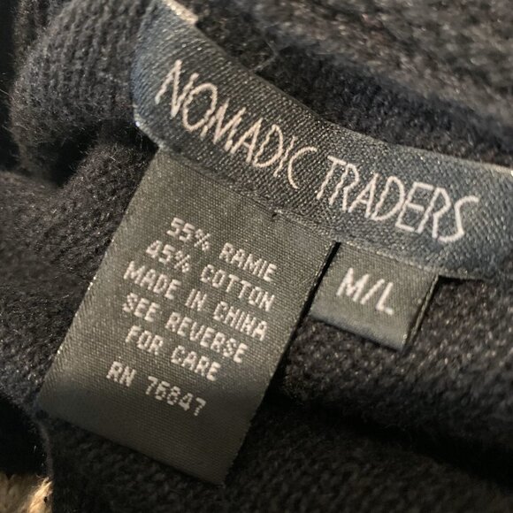 Sweater pullover shawl, cowl neck line, Red & Blue tight weave, open arm Med/ Lg - Picture 2 of 6